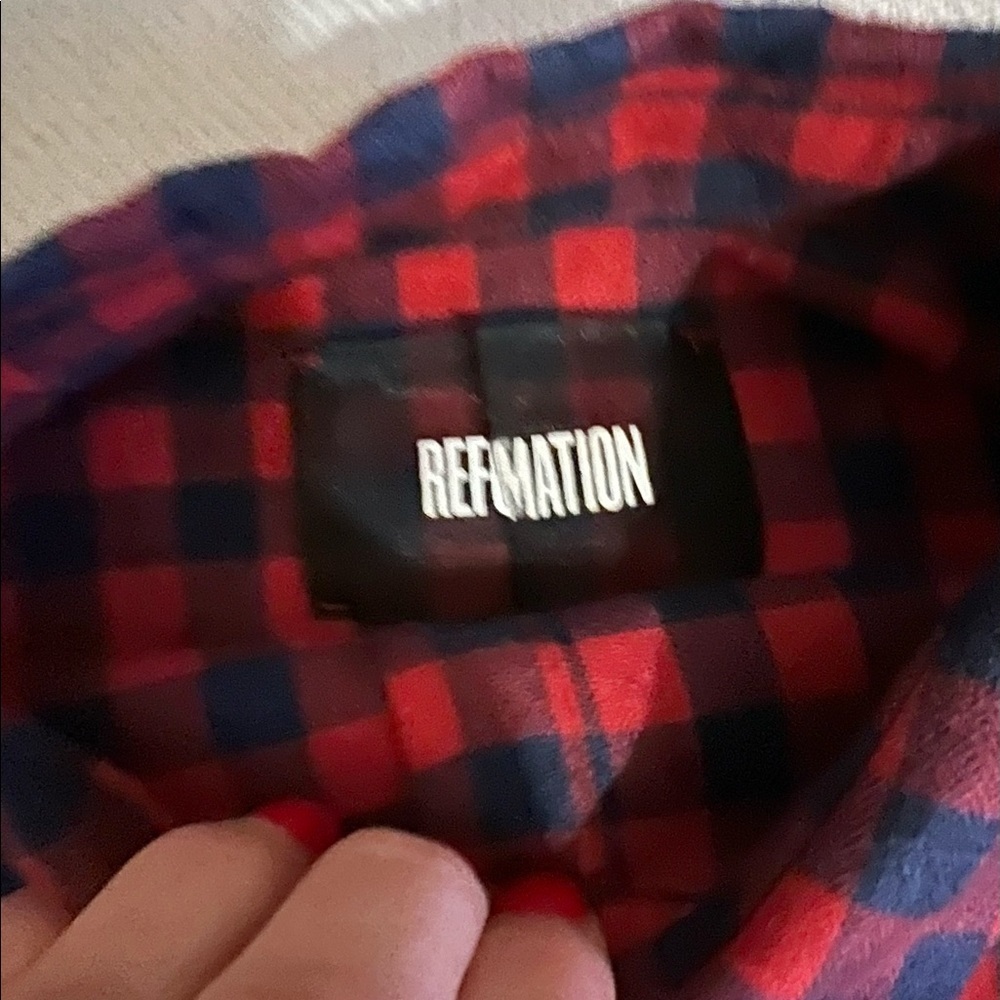 Reformation Gingham Checkered Button Down Shirt - image 5